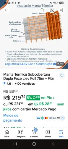 Manta térmica para telhados