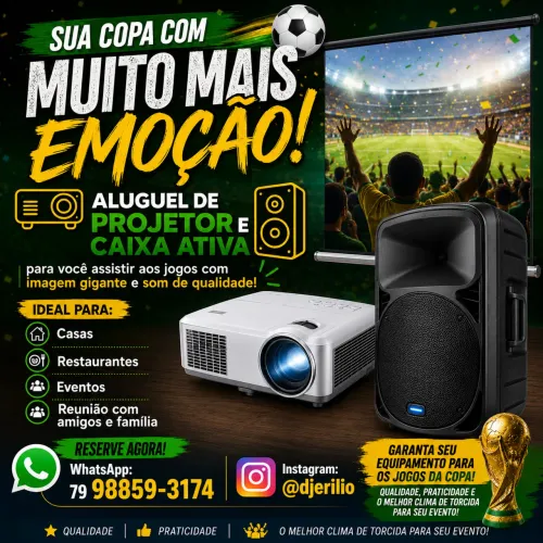 Aluguel de projetor e caixa de som para a copa 