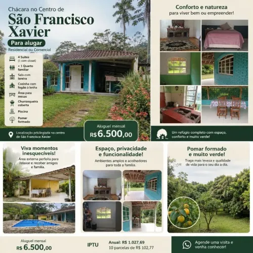 Chácara com 4 dormitórios para alugar, 4000 m² por R$ 6.603/mês - Centro - São Francisco X