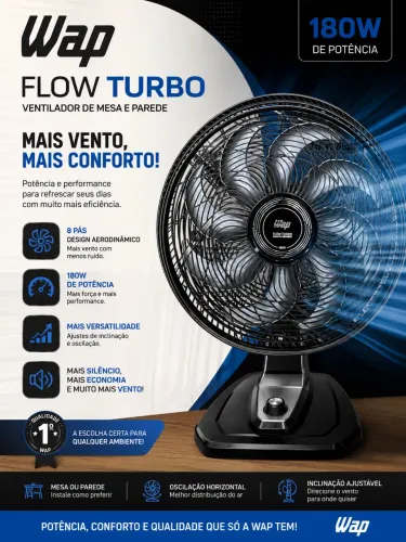 VENTILADOR WAP 50CM DE MESA COM 180W 3 velocidades ?