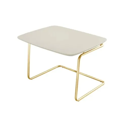 Mesa De Centro Auxiliar 54x43 cm Base Aço Tubo Ouro - Bordinhon