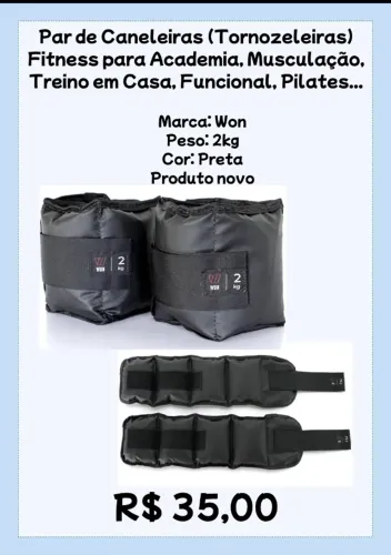 Par de Caneleiras (Tornozeleira) Fitness para treino em casa, academia, pilates...
