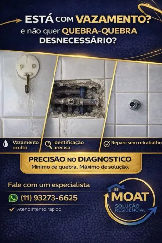 Vazamentos. PRECISÃO NO DIAGNÓSTICO<br>Mínimo de quebra. Máximo de solução