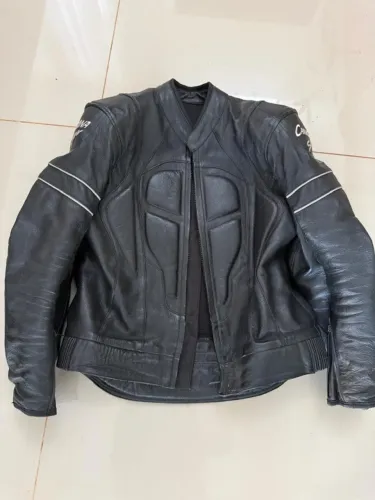 Jaqueta Moto de Couro Legítima Carmona Preta Masculina Tamanho M/G 