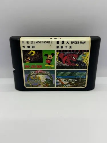 Cartucho Mega Drive 4 em 1 (Spider-Man, Mickey Mouse II) - PCB com Chips Originais