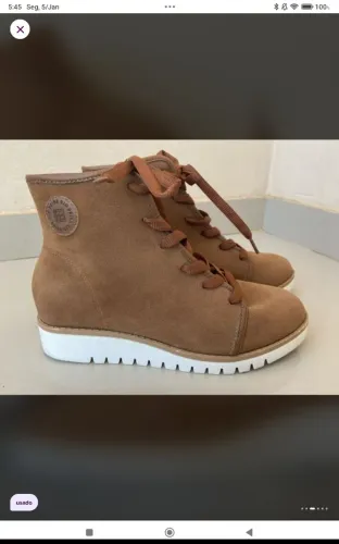 Bota Beira Rio Feminina Coturno Camurça