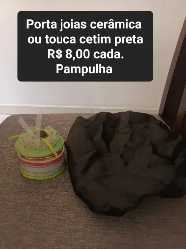 Porta joias cerâmica ou touca cetim preta