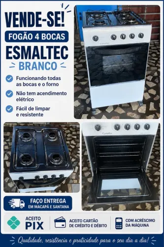Fogão 4 bocas Esmaltec branco. FAÇO ENTREGA