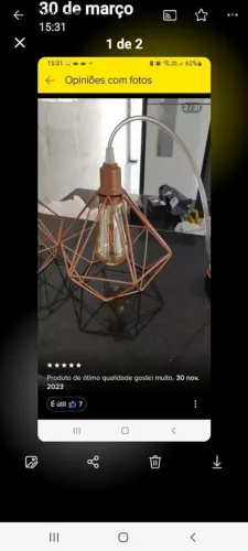 Luminária diamante + lâmpada Led filamento 