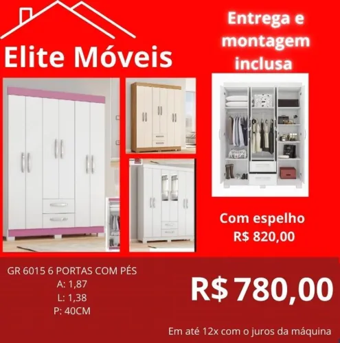 COM A MONTAGEM E A ENTREGA GUARDA ROUPA NOVO NA CAIXA COM GARANTIA DE FABRICA.
