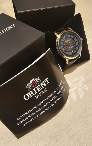 relógio orient masculino com pulseira em couro analógico original nunca usado