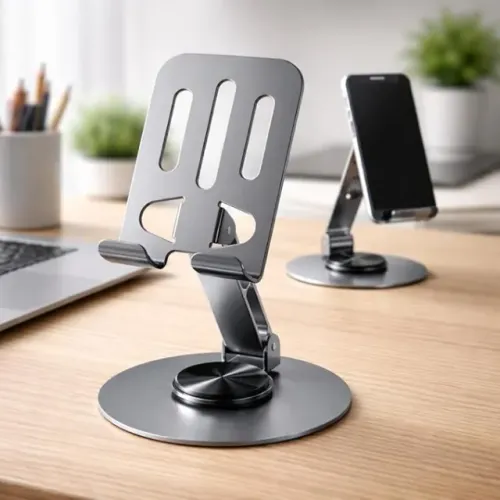 Suporte de Celular Mesa Premium Alumínio Dobrável Ajustável 360