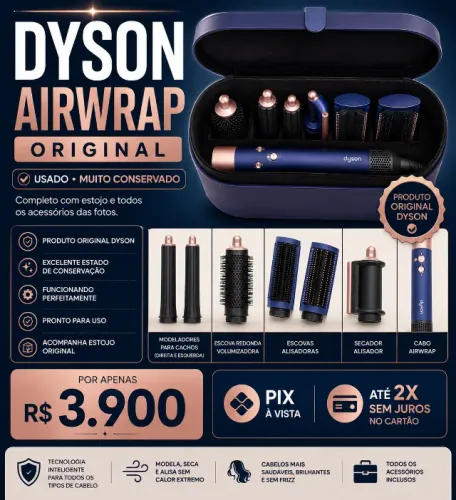Dyson Airwrap Original Completo com Estojo e Acessórios | Excelente Estado