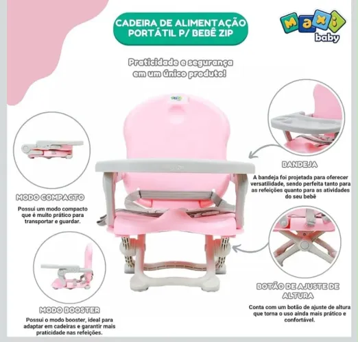 CADEIRA ALIMENTAÇÃO PORTÁTIL MAXI BABY - ROSA