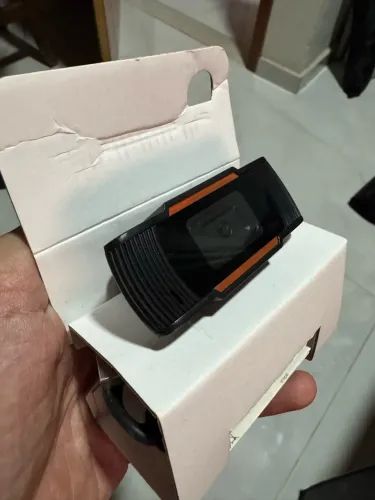 Webcam Brazil PC V5 HD 720p USB com Microfone - Preta/Laranja