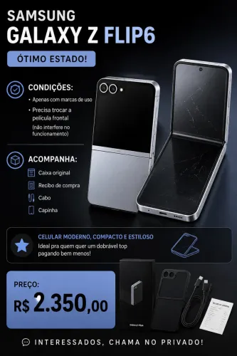 Samsung Galaxy Z Flip6 - Ótimo estado!  R$1750