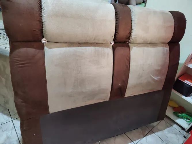 Cabeceira Estofada Casal Marrom e Bege