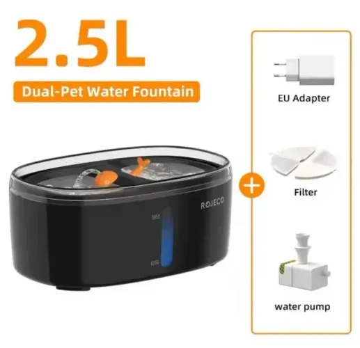 Novo - Bebedouro Rojeco Duplo 2,5L para Gatos e Cachorros.