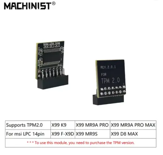 Módulo TPM2.0 para Placa-Mãe MACHINIST X99 com Interface MSI LPC14pin, Compatível com X99