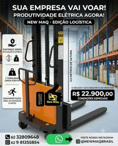 Logística, empilhadeira semi elétrica 1,5t eleva 3,5m altura
