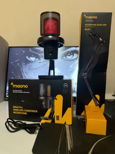 Microfone gamer MAONO DM40 PRO + braço articulado BA20 - Novo!