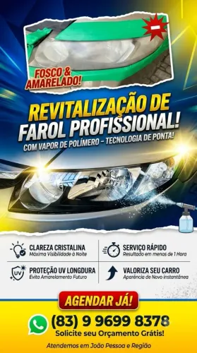 Revitalização de farol com vapor de polímero