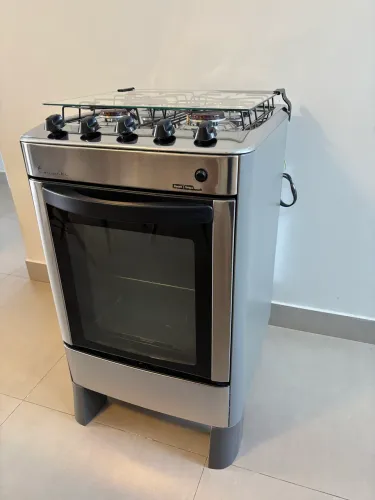 Fogão Esmaltec Ágata 4 Bocas Inox Forno Limpa Fácil e Acendimento Automático