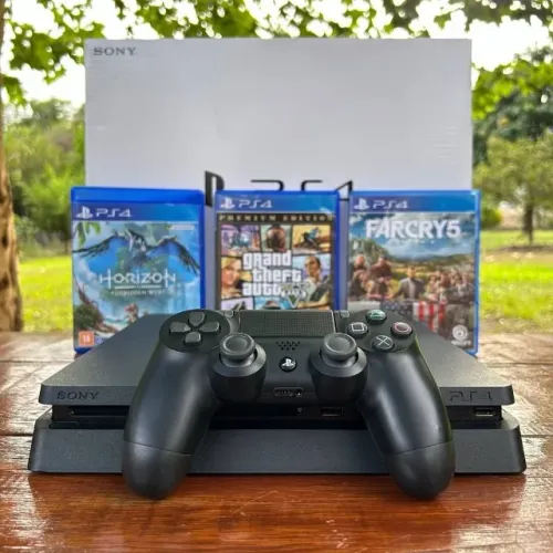 PS4 Slim 1TB Seminovo Com Garantia Controle Original e Jogo