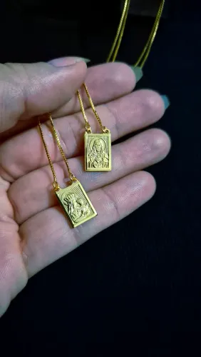 Escapulário Coração Jesus Banhada 18k
