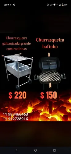 Churrasqueira e carvão