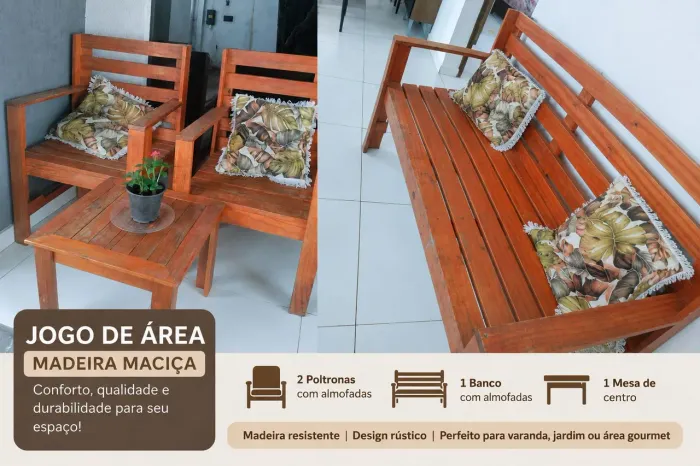 Conjunto de área de madeira