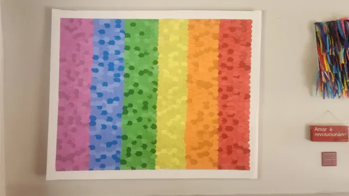 Quadro Tela Grande Arco-Íris Lgbt 95x117cm com Textura em Relevo