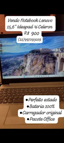 Notebook Lenovo 15,6" (Perfeito Estado)<br>Celeron - Perfeito estado com<br>Pacote Office-