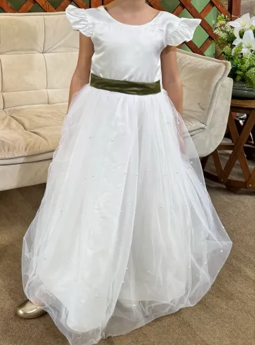 Vestido daminha branco 6/7 anos