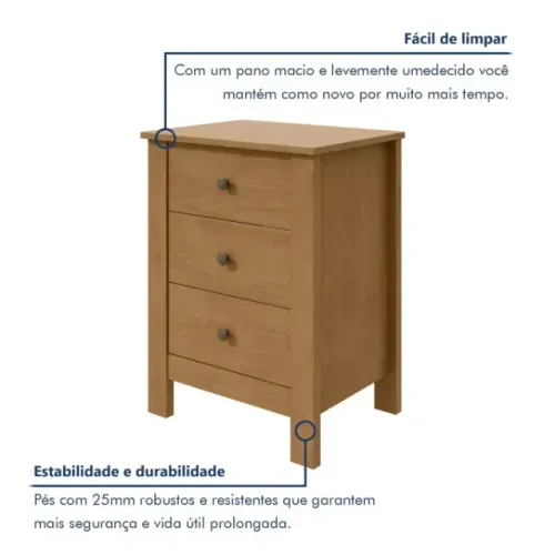 Cômoda Cabeceira De Cama Solteiro Com Cor Amadeirada