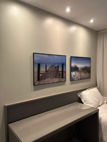 Cabeceira Planejada Premium 2,38m + 2 Quadros Decorativo