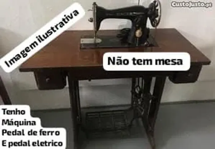 Máquina de costura com pedal de aço e pedal eletrico, Marca ideal singer