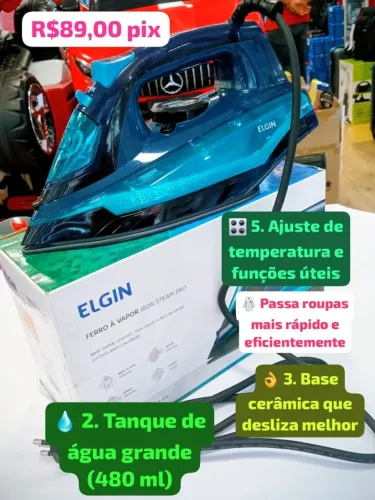 FERRO DE PASSA A VAPOR BASE SUPER CERAMIC SPARY ELGIN IRON ITEAM PRO