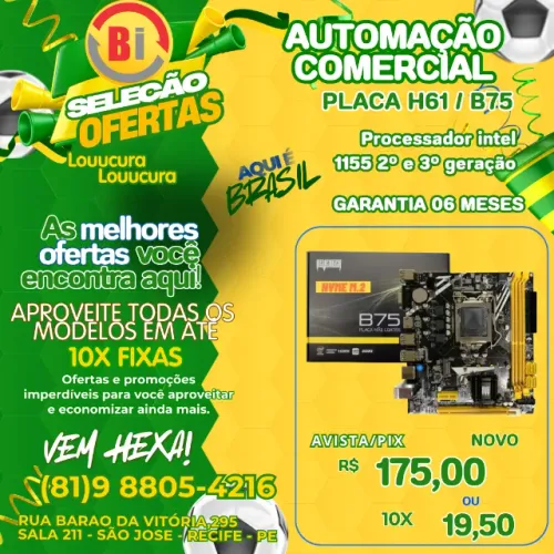Placa Mãe H61 / B75 Socket Lga 1155 Com M.2 Nvme Lan Giga I3 I5 I7