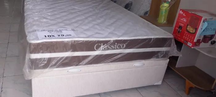 Base Baú Casal + Colchão Casal D33 Molas ensacadas Classic Premium