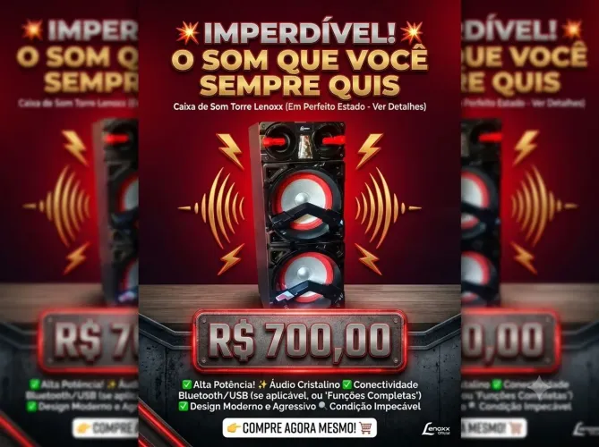 Caixa de som 800w lenoxx