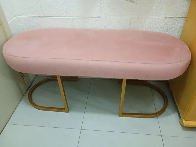 Recamier almofadado em tecido Suede, cor rosa