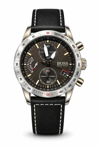 Relógio Masculino BOSS Pilot Edition 1513853 44 mm Pulseira de Couro Preta - Novo na Caixa