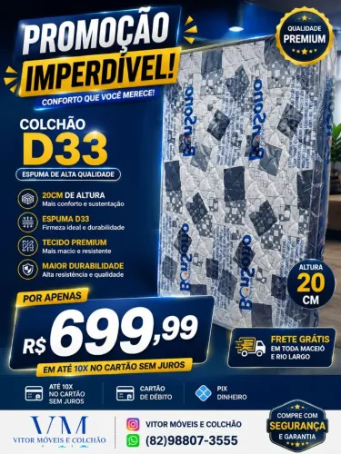 OFERTA COLCHÃO CASAL BOM SONO 20 CM D33 