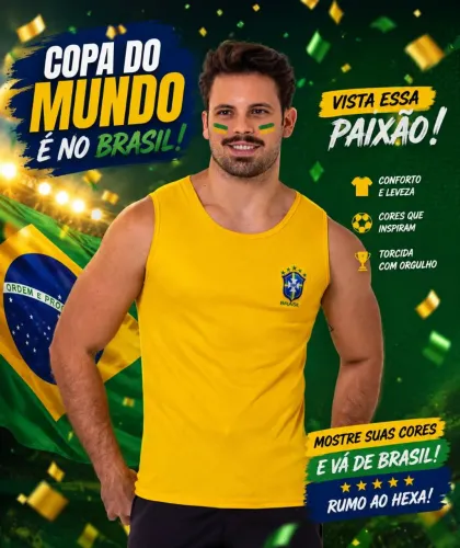 Regata Brasil Masculina Copa do Mundo ? | Leve, Confortável e Estilosa
