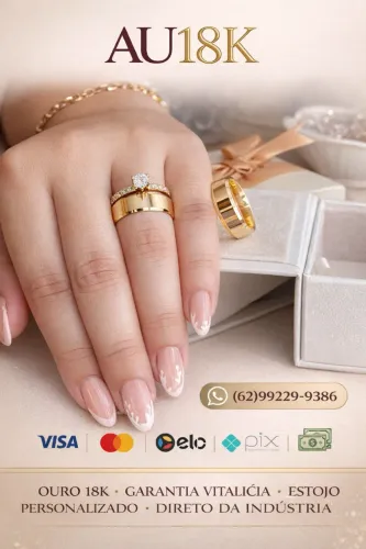 Par de Aliança em Ouro 18k
