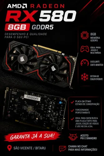 ? PLACA DE VÍDEO RX 580 8GB GDDR5