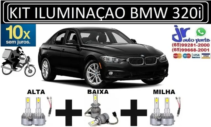 Kit Lampada Ultra LED (Alta/Baixa/Milha) BMW 320i 6000K 12V 24V