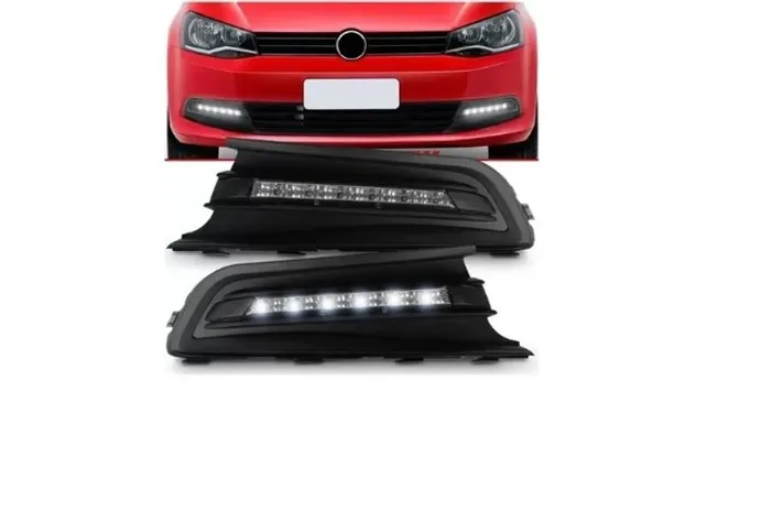 Par Moldura LED drl Friso Preto Gol G6 2013 2014 2015 2016 