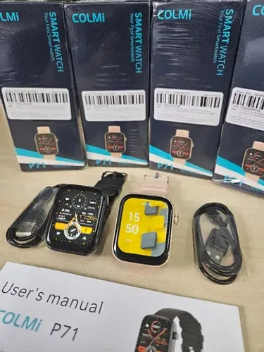 Smartwatch Colmi P71, tela grande 1,9", atende ligações, cores rose gold ou preto (NOVO)